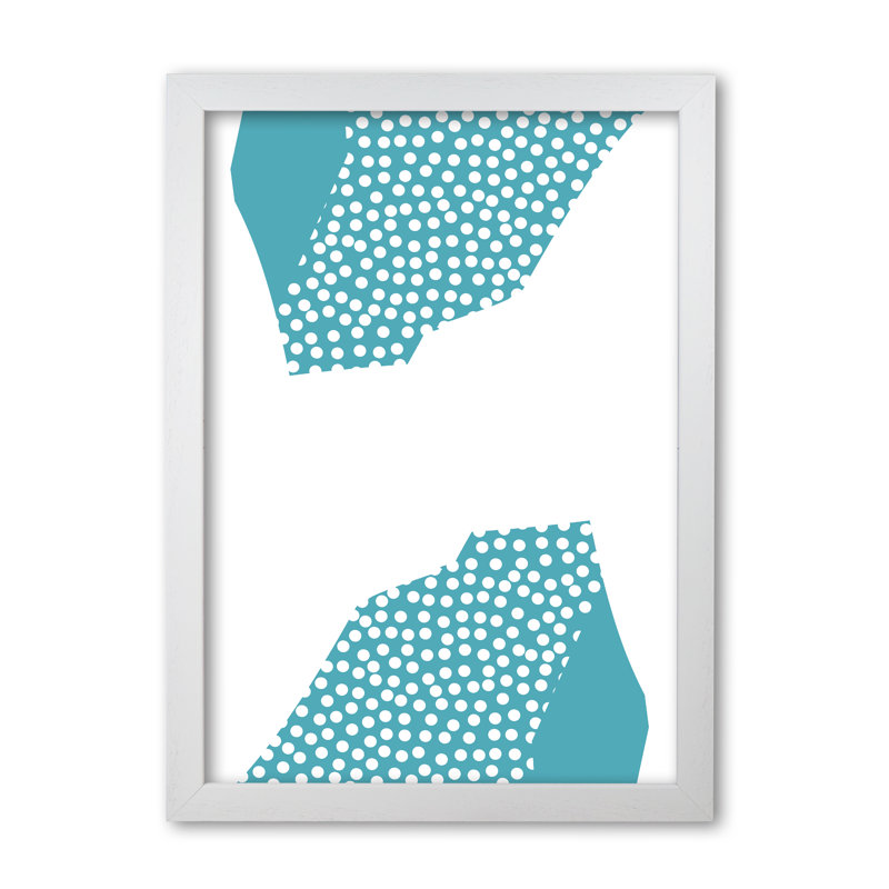 Teal Abstract Mountain Polka - Print, White Grain Frame, 42 cm H x 30 cm W x 5 cm D