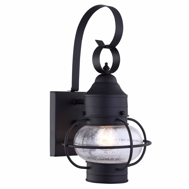 Cioffi Matte Black Outdoor Wall Lantern, 27.9cm H x 18.3cm W x 21.2cm D