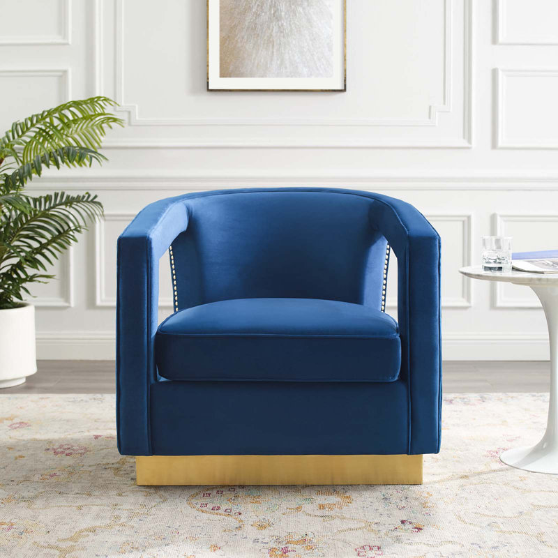 Frolick Performance Velvet Armchair by Modway, Navy