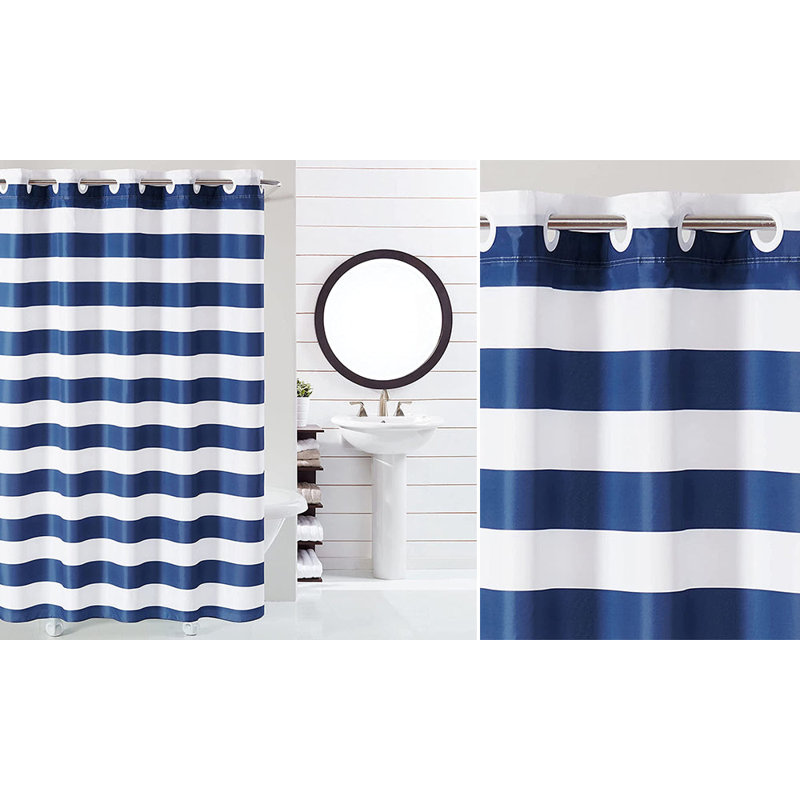 Cabana Stripe Polyester Shower Curtain, Blue