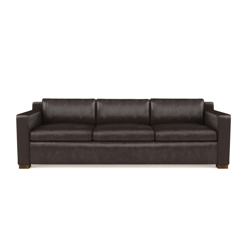 Canapé Mercer, Cuir rétro chocolat, H 33,5 po x l 108 po x P 39 po, Brun foncé
