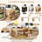 Extendable Dining Table with Folding Tabletop, Kitchen Island with Power Outlet & Storage-1307464351