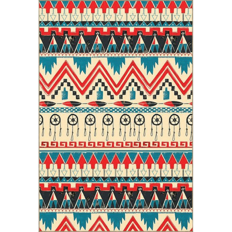 Tapis décoratif moderne à motif géométrique bleu, Rectangle 5 pi 2 po x 7 pi 7 po