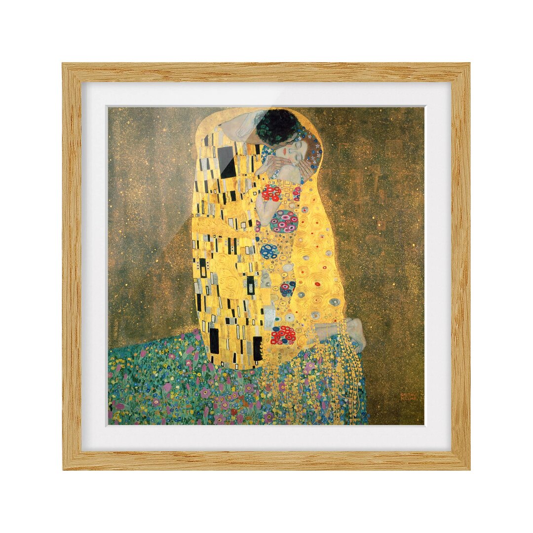 Gerahmtes Papierbild Der Kuß von Gustav Klimt