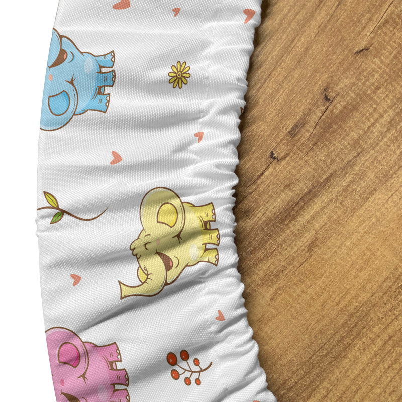 Ebern Designs Animal Fitted Round Tablecloth MMulticolor 75381, 64.17" Round