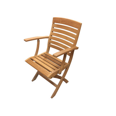 Nemanja Teak Wood Premium All-Weather Wicker Outdoor Folding Dining Armchair