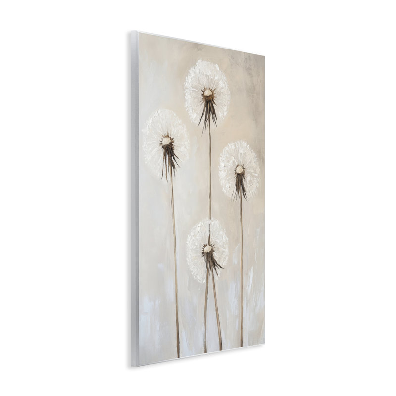Illustration de plaque de pissenlit neutre, par Petal Prints Design, H 15 po x l 10 po