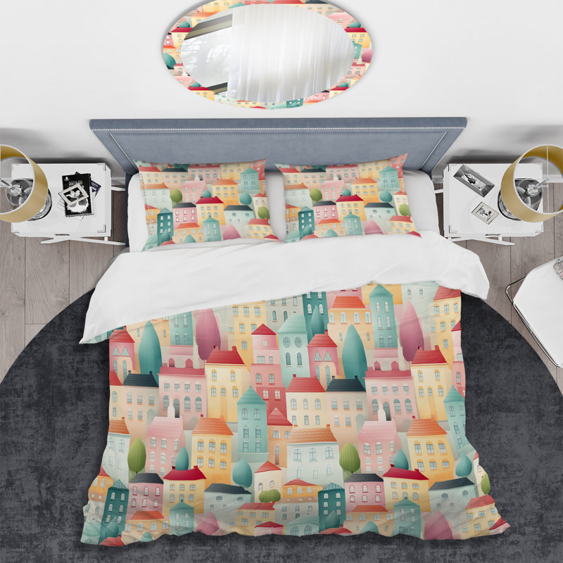 Ensemble de housse de couette couleur pastel doux, Housse de couette simple + 1 taie décorative stan