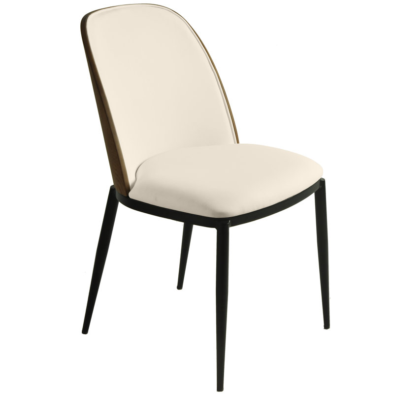 Larenzo 18.7'' H Upholstered Metal Side Chair, Walnut/White