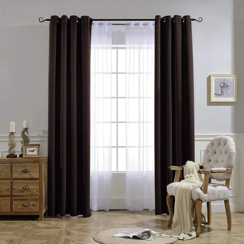 Blackout Curtain Pair, 52" W x 84" L, Dark Brown