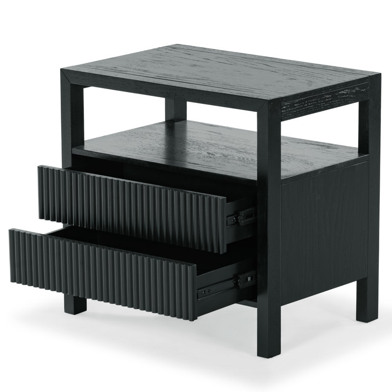 Table de chevet 2 tiroirs Dorchester, Noir