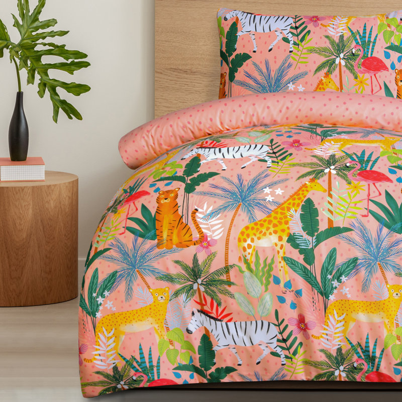 Microfiber Floral Duvet Cover Set with Pillowcases Included