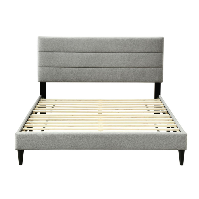 Lit simple gris dans une boîte avec tête de chargement et tête de lit