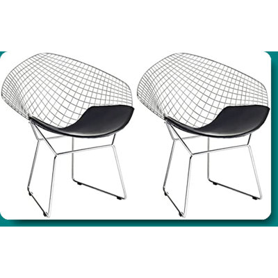 Chaise de patio en métal avec coussins diamond Mishler