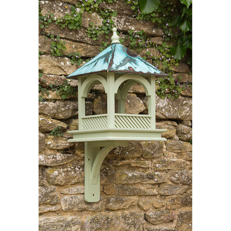 Cindina Wood Wall Mounted Tray Bird Feeder