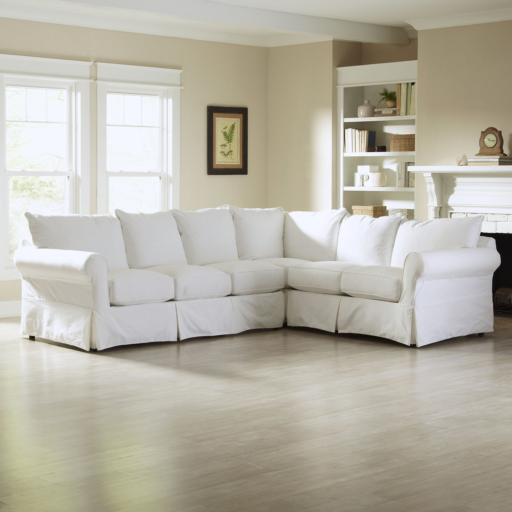 Amari Upholstered L-Sectional, Classic Bleach White Twill, Left Hand Facing