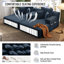 Ensemble de méridienne 2 pièces luxueux en velours côtelé, canapé-lit convertible 2 en 1 avec coussins et pochette de rangement-1501748302