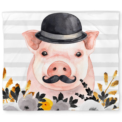 Small detective pig - Pink Flowers duvet cover | Home decor