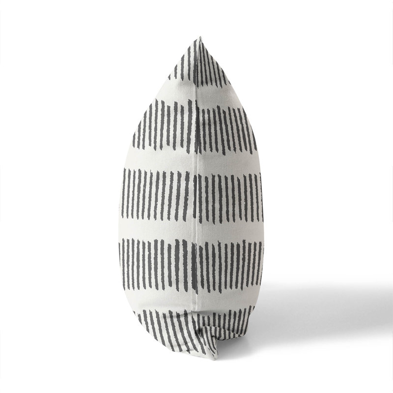 Coussin décoratif lignes d'escrime, Ivoire / rayures gris anthracite, H 26 po x l 26 po