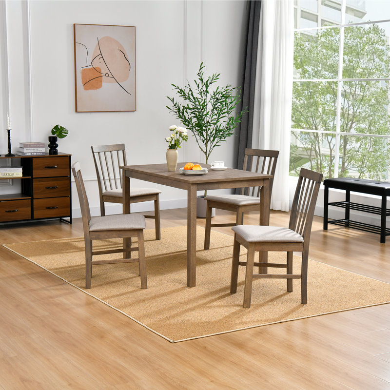 Armele 4 - Person Four Leg Dining Set, Gray, Gray, Gray