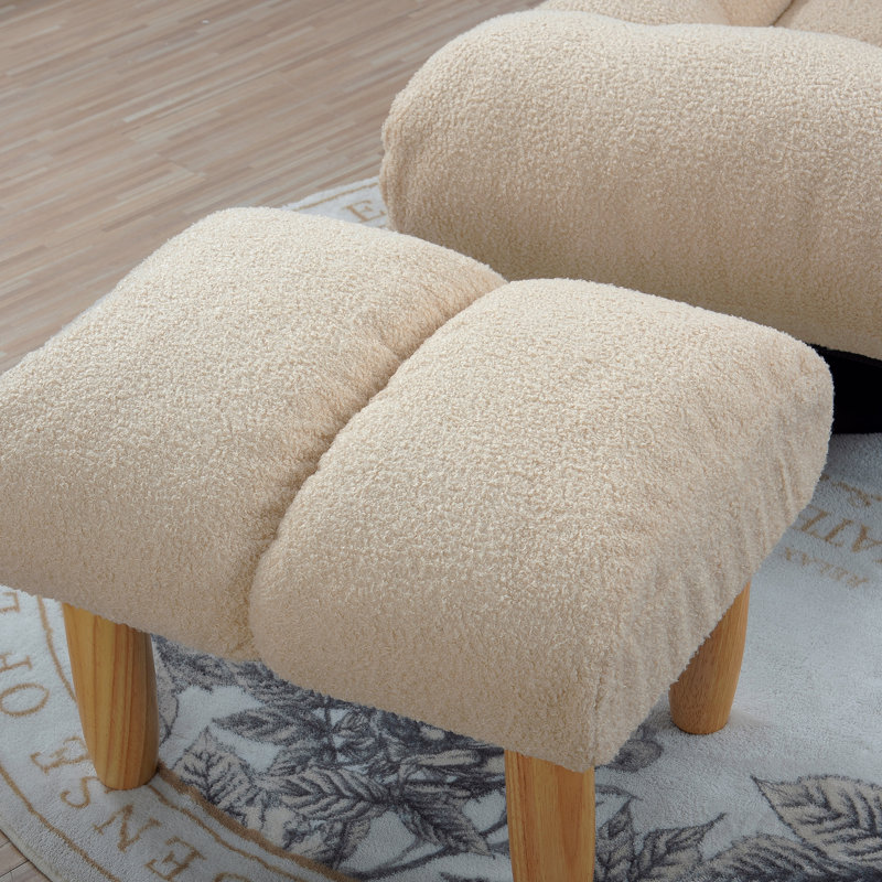 Canapé simple inclinable Fauteuil japonais Fauteuil inclinable Tatami, 35.8"H x 65"W x 22.8"D, Beige Cotton