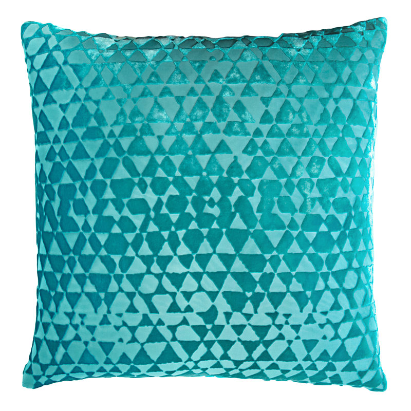 Triangles Square Velvet Pillow Cover & Insert, 18" x 18", Aruba