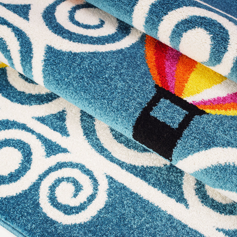 Tapis bleu / rouge / jaune Kindig, Rectangle 7 pi 10 po x 10 pi 5 po