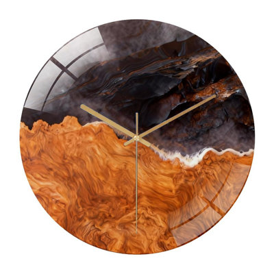 Horloge murale 12 po ronde en verre trempé avec mouvement à quartz silencieux