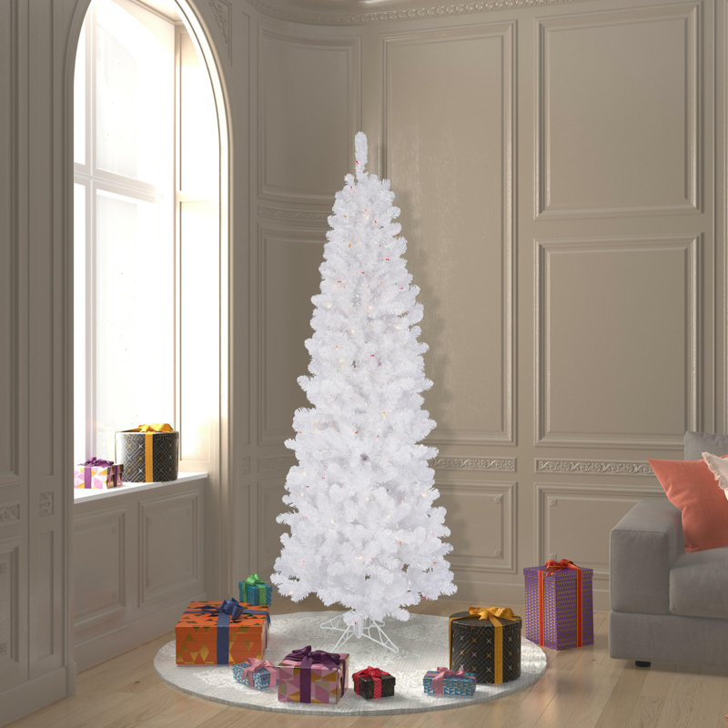 Sparkle White Spruce Pencil Artificial Christmas Tree, ClearDura-Lit® Incandescent, 6.5' H