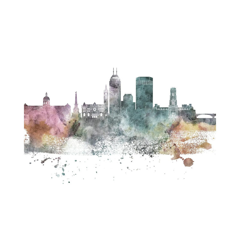 Indianapolis Pastel Skylines - Wrapped Canvas Print, 66.04cm H x 101.6cm W