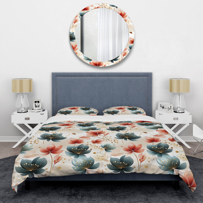 Ensemble de housse de couette Teal Coastal Harmony, Housse de couette simple + 1 taie décorative stan