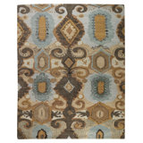 Can-Can Provence Wool Geometric Area Rug in Blue/Brown/Gold