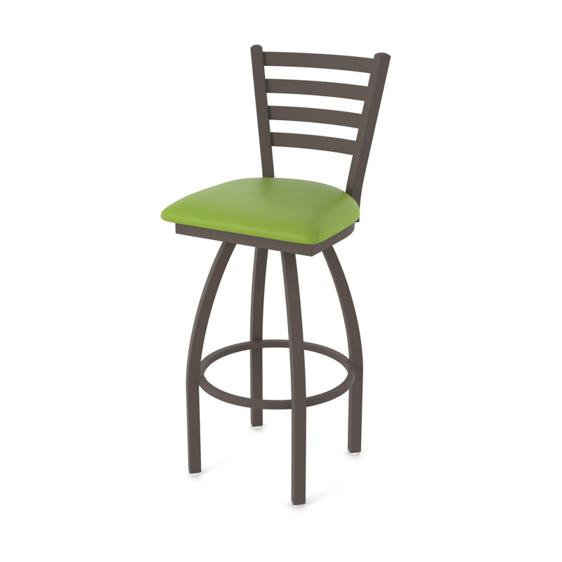 Jackie Swivel Stool, Bronze, Vinyl-Canter Kiwi Green, Extra Tall (36" Seat Height)