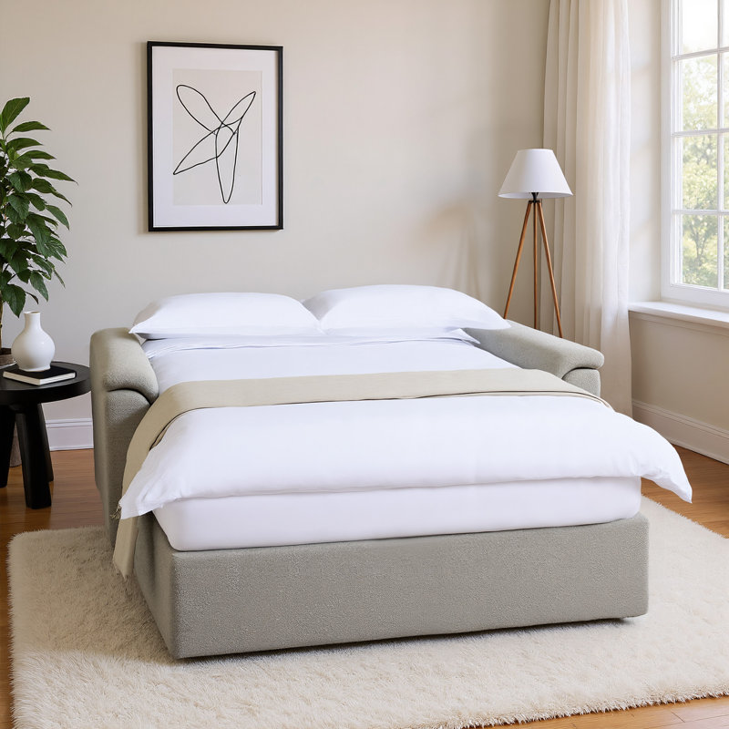 2 Seater Fabric Sofa Bed, Oatmeal