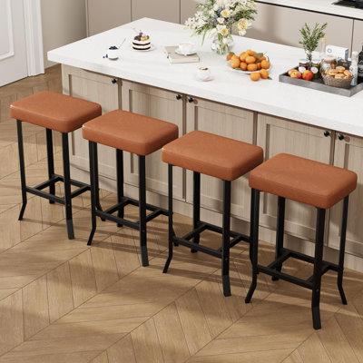 24.6'' Bar Stools, Premium Faux Leather Barstools with Irregular Legs