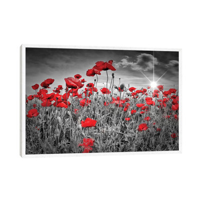 Idyllic Field Of Poppies With Sun by Melanie Viola - Print on Canvas