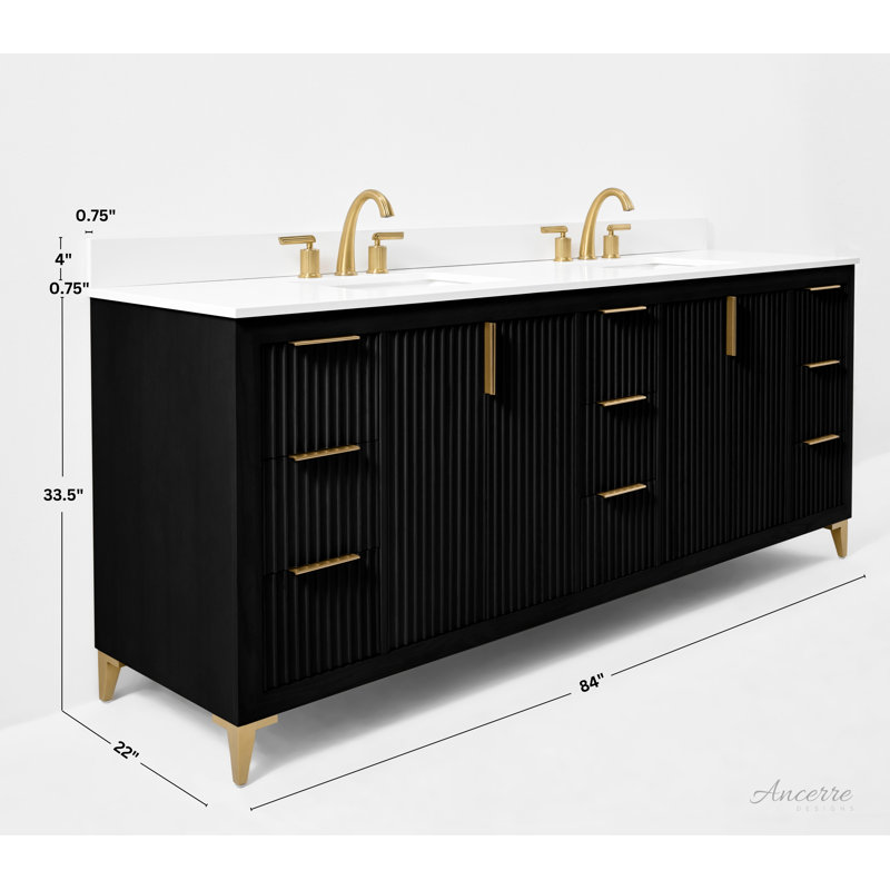 Turlington Freestanding Standard Bathroom Vanity with Top, Black Oak, 84"