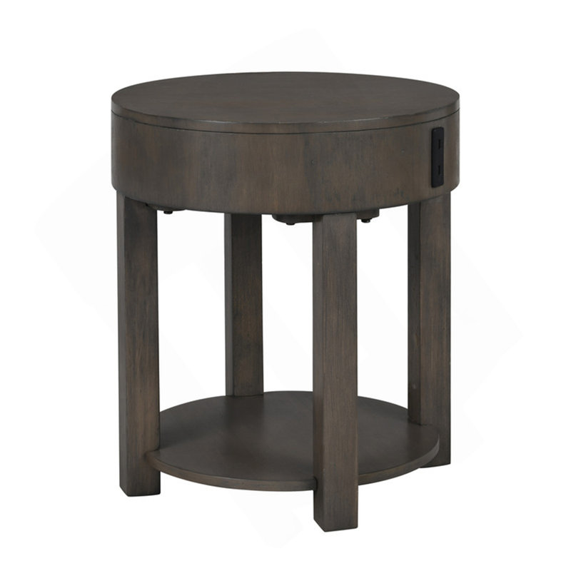 Table de bout en bois aggloméré brun clair l 20 po Jonata avec ports USB Jonata