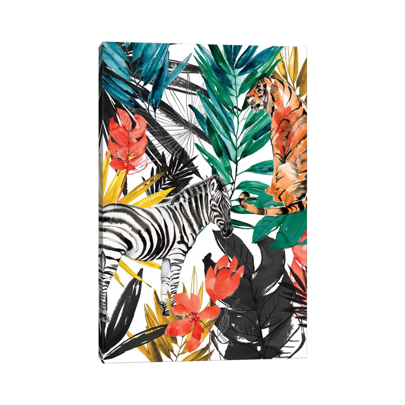 Jungle Life I by Jennifer Goldberger - Wrapped Canvas Painting, 30.48cm H x 20.32cm W x 1.9cm D