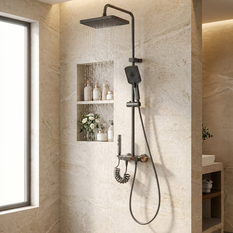 Wall-Mount Bathroom Piano-Key Panel Shower System Set