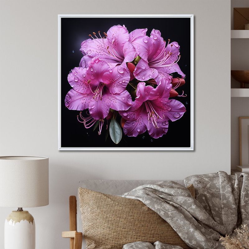 Singulier beauté des rhododendrons mauves I - art mural rhododendron, Cadre photo argenté, H 36 po x l 36 po x P 1,5 po