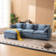 Canapé 3 places de couleur bleue avec repose-pieds avec rangement pour le salon, la chambre à coucher et la chambre compacte, canapé modulaire rembourré, banc en L avec repose-pieds