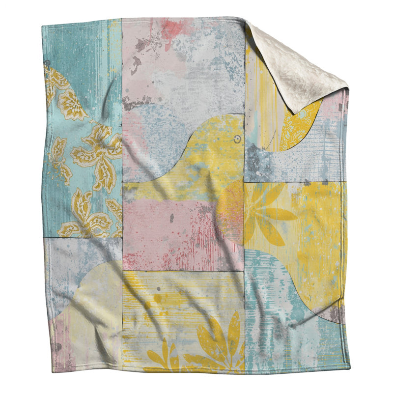 Patchwork Floral Abstract Blankets, 50in W x 60in H