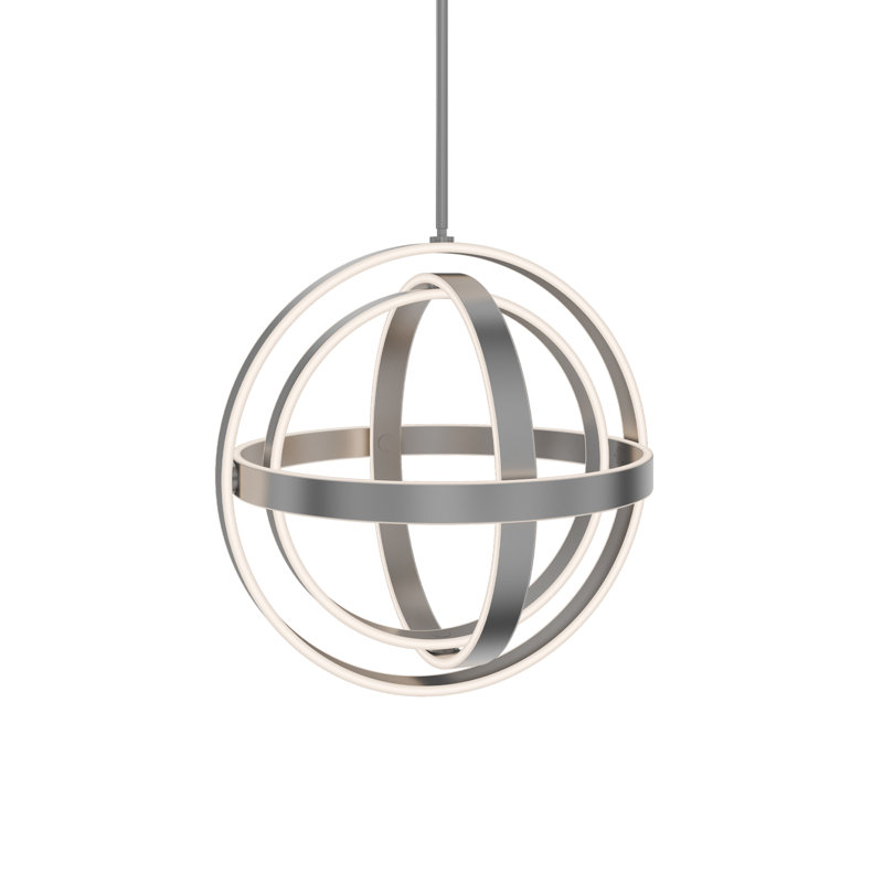 Kinetic 1-Light Single Globe LED Pendant, Titanium, 18" H x 18" W x 18" D