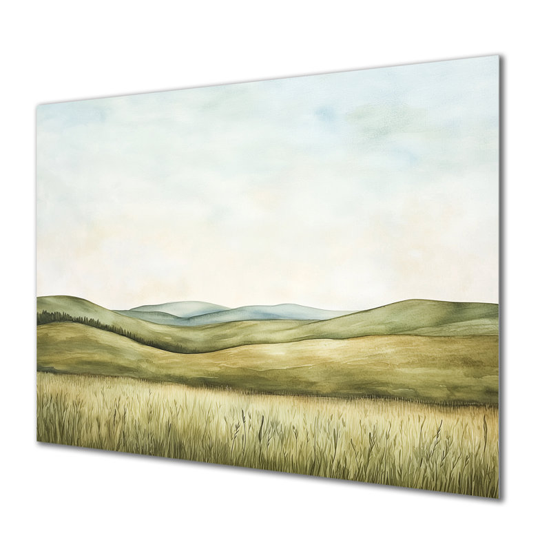 Rolling Hills In The Prairies II - Paysages, décoration murale, impression sur métal, H 12 po x l 20 po