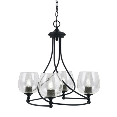 Sadea 4 Light Uplight Chandelier With 6" Onyx Swirl Glass