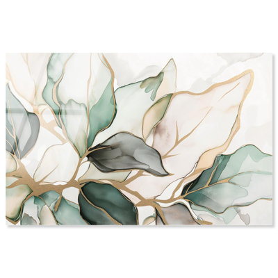 Art mural tendance en feuille d'or veiné doré II par Art Remedy, prêt à être accroché
