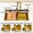 33 X 22 Inch Gold Large Single Bowl Stainless Steel Kitchen Sink - 304 Grade Nano Coating, Waterfall Edge, Pressurized Cup Washer, Modern Embossed Design
