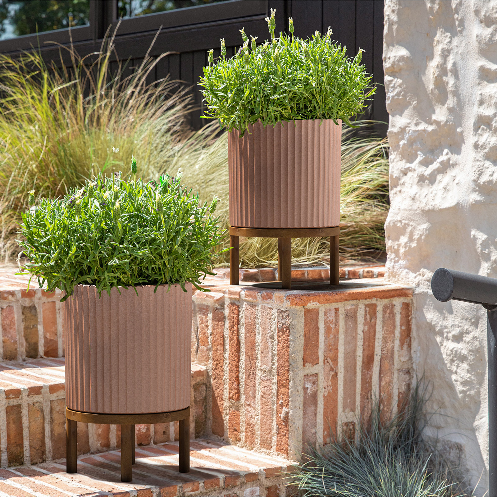 Demi Pot Planter, 2, 16" H x 10.5" W x 10.5" D, Terracotta/Brown
