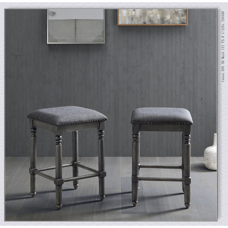 Tabouret en bois Arnhem, ensemble de 2, Gris, Tabouret de comptoir (siège d'une hauteur de 24,2